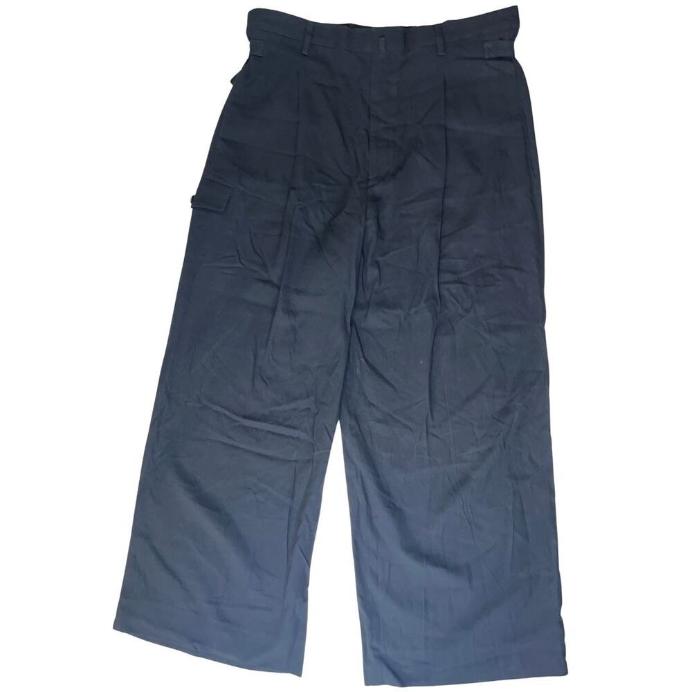5-89 SALVATORE FERRAGAMO Men's MSRP $1,150 Wide Leg Trouser Pants Black Size 48